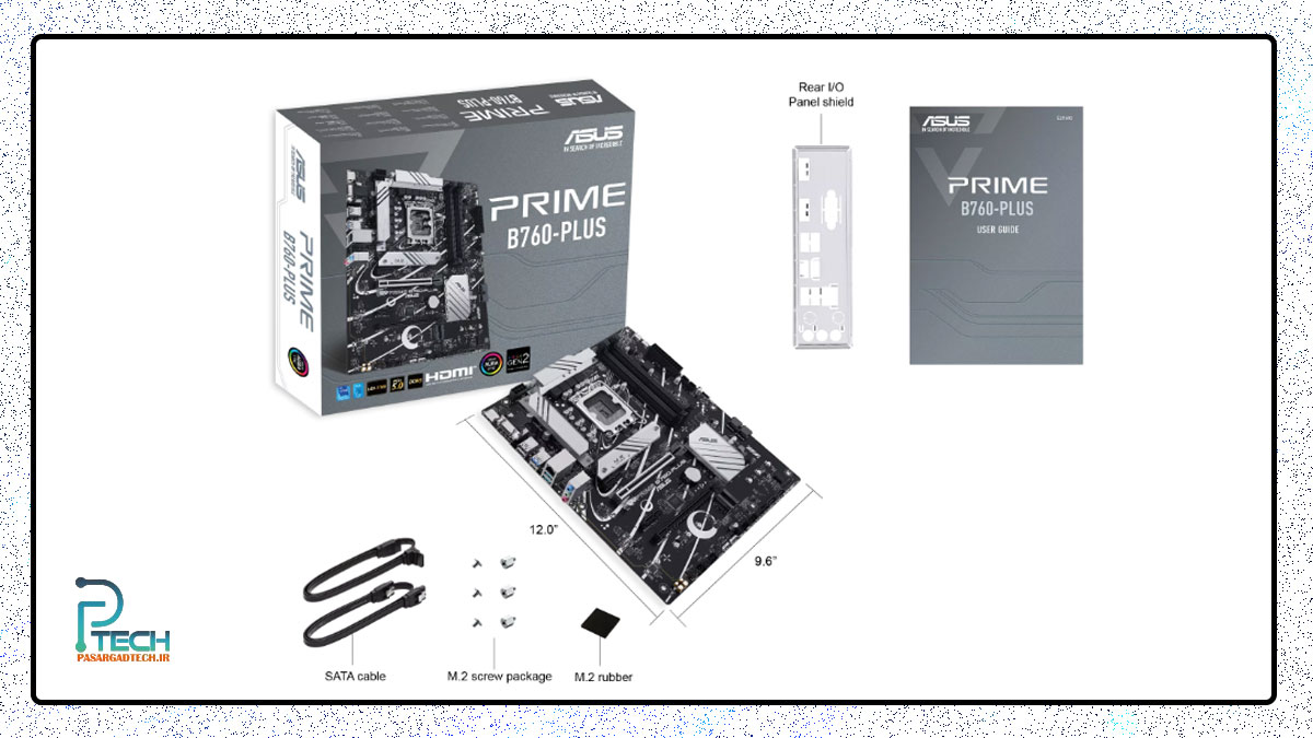 تصویر مادربرد ایسوس PRIME B760-PLUS همراه متعلقات و جعبه